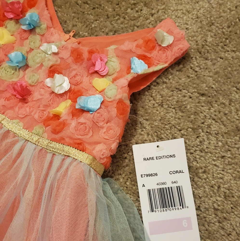 Rare Editions Dress Coral 3D Flower - Picture 3 of 4